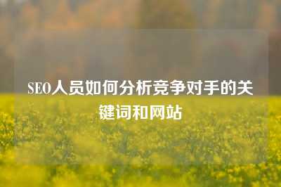 SEO人员如何分析竞争对手的关键词和网站