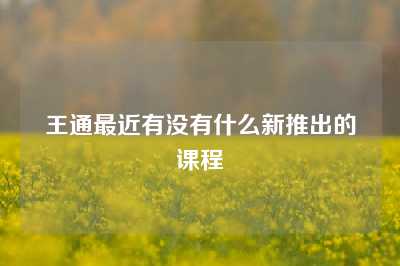 王通最近有没有什么新推出的课程