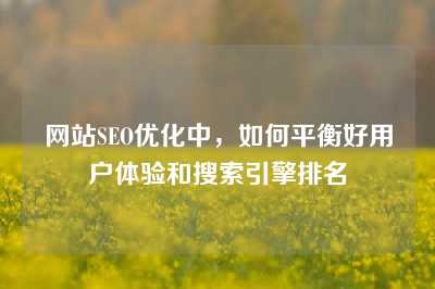 网站SEO优化中，如何平衡好用户体验和搜索引擎排名