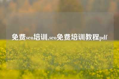 免费seo培训,seo免费培训教程pdf