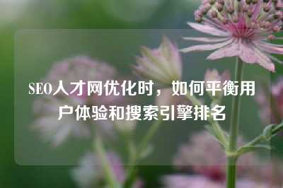 SEO人才网优化时，如何平衡用户体验和搜索引擎排名