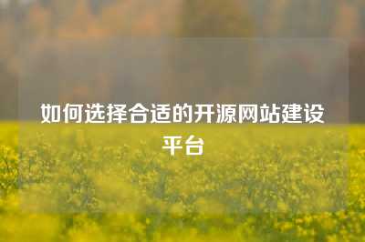 如何选择合适的开源网站建设平台