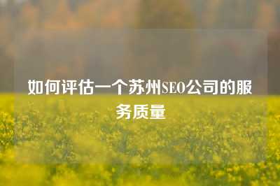 如何评估一个苏州SEO公司的服务质量