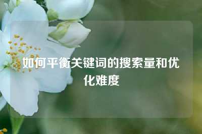 如何平衡关键词的搜索量和优化难度