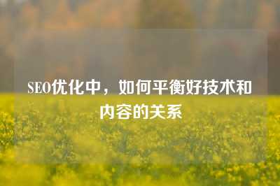 SEO优化中，如何平衡好技术和内容的关系