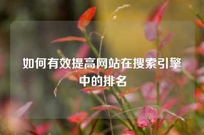 如何有效提高网站在搜索引擎中的排名