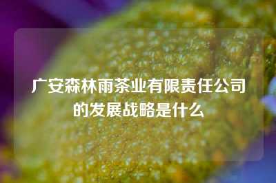 广安森林雨茶业有限责任公司的发展战略是什么