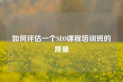 如何评估一个SEO课程培训班的质量