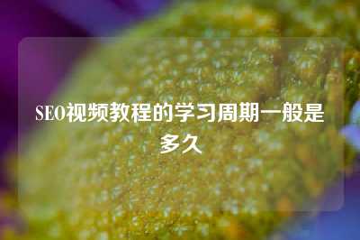 SEO视频教程的学习周期一般是多久