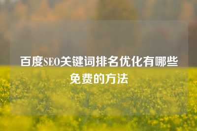 百度SEO关键词排名优化有哪些免费的方法