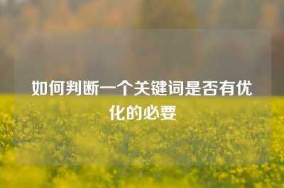 如何判断一个关键词是否有优化的必要