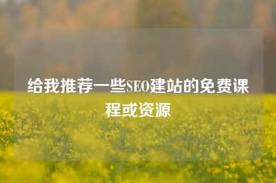 给我推荐一些SEO建站的免费课程或资源