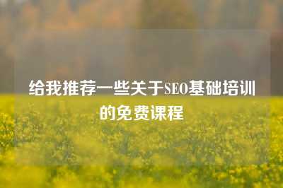 给我推荐一些关于SEO基础培训的免费课程