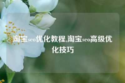 淘宝seo优化教程,淘宝seo高级优化技巧