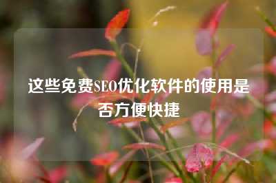 这些免费SEO优化软件的使用是否方便快捷