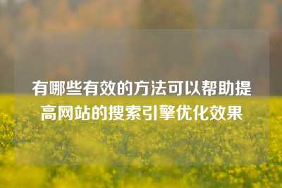 有哪些有效的方法可以帮助提高网站的搜索引擎优化效果