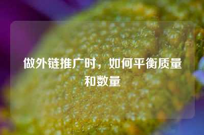 做外链推广时，如何平衡质量和数量