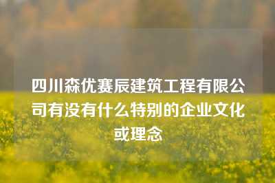 四川森优赛辰建筑工程有限公司有没有什么特别的企业文化或理念