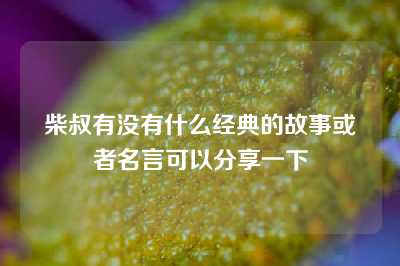 柴叔有没有什么经典的故事或者名言可以分享一下