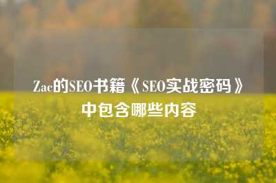 Zac的SEO书籍《SEO实战密码》中包含哪些内容