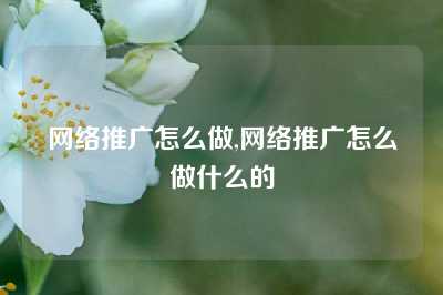 网络推广怎么做,网络推广怎么做什么的