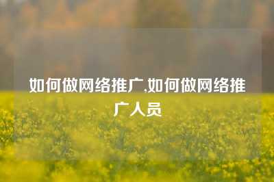 如何做网络推广,如何做网络推广人员