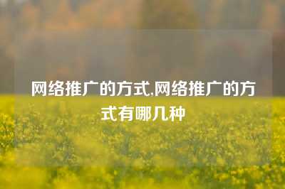 网络推广的方式,网络推广的方式有哪几种