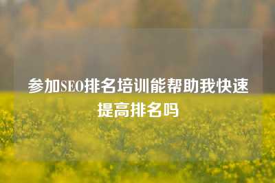 参加SEO排名培训能帮助我快速提高排名吗