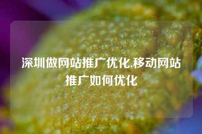 深圳做网站推广优化,移动网站推广如何优化