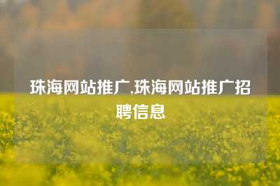 珠海网站推广,珠海网站推广招聘信息