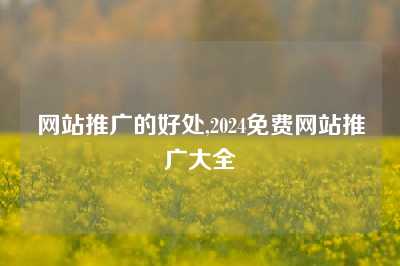 网站推广的好处,2024免费网站推广大全