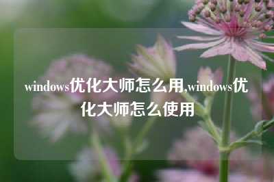 windows优化大师怎么用,windows优化大师怎么使用