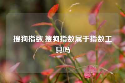 搜狗指数,搜狗指数属于指数工具吗