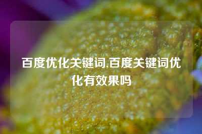 百度优化关键词,百度关键词优化有效果吗