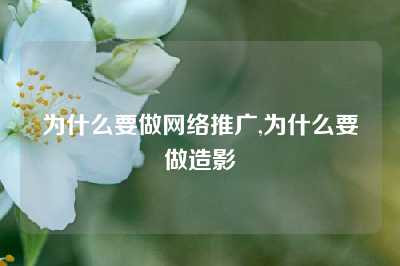 为什么要做网络推广,为什么要做造影