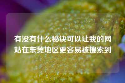 有没有什么秘诀可以让我的网站在东莞地区更容易被搜索到