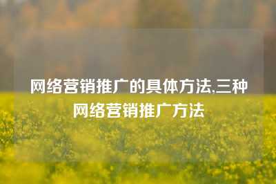 网络营销推广的具体方法,三种网络营销推广方法