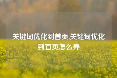 关键词优化到首页,关键词优化到首页怎么弄