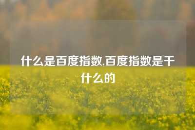 什么是百度指数,百度指数是干什么的