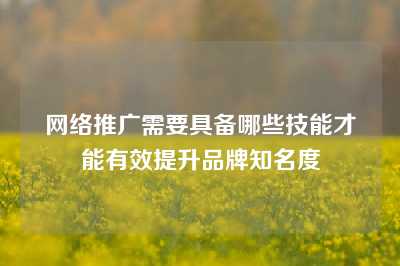 网络推广需要具备哪些技能才能有效提升品牌知名度