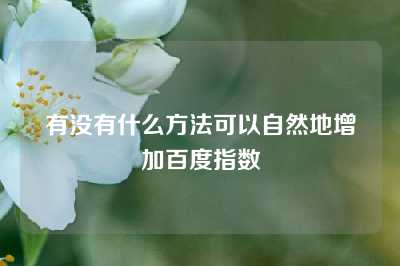 有没有什么方法可以自然地增加百度指数