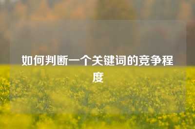 如何判断一个关键词的竞争程度