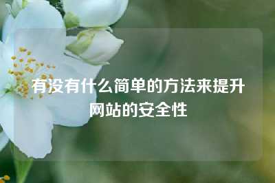 有没有什么简单的方法来提升网站的安全性