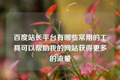 百度站长平台有哪些常用的工具可以帮助我的网站获得更多的流量