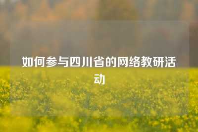 如何参与四川省的网络教研活动