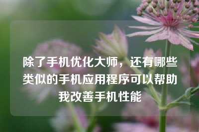 除了手机优化大师，还有哪些类似的手机应用程序可以帮助我改善手机性能