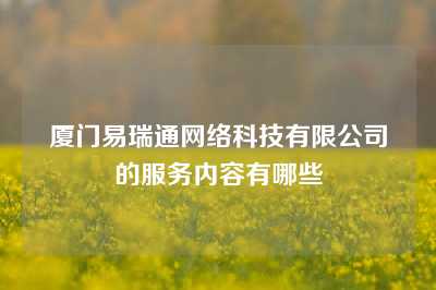 厦门易瑞通网络科技有限公司的服务内容有哪些