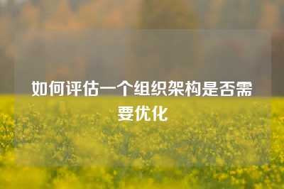 如何评估一个组织架构是否需要优化