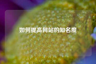 如何提高网站的知名度