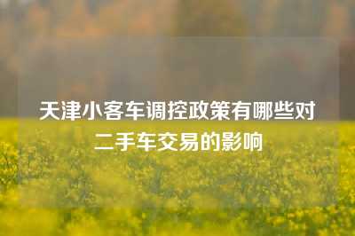 天津小客车调控政策有哪些对二手车交易的影响